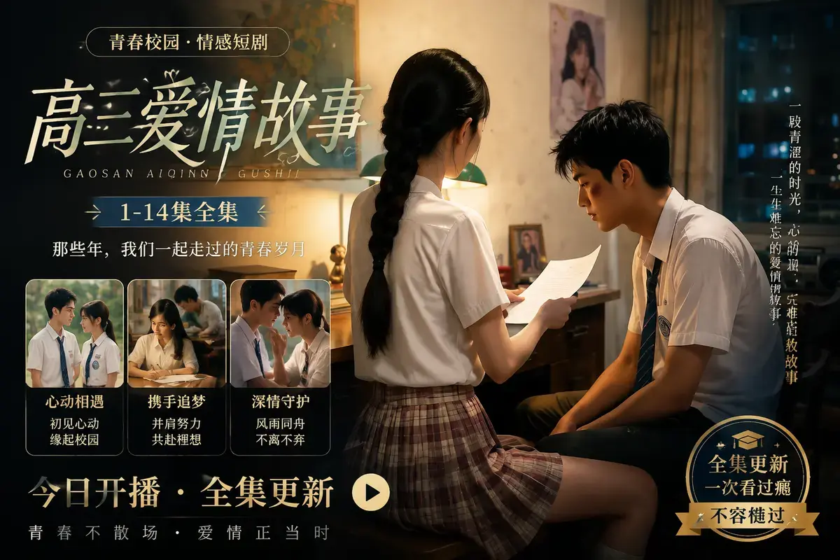 《高三爱情故事》AI短剧高清完整版在线观看-林澈苏晚晴校园恋曲初见心动-误会虐心毕业告白-高三爱情故事中字无删减全集